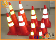 Orange / Yellow 28 Safety Cones , Flexible PVC Traffic Reflective Coloured Traffic Cones