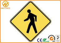 Customized Traffic Warning Signs , Yellow Reflective Pedestrian Warning Sign
