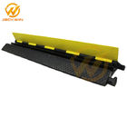 Yellow Cover Flexible 2 Channel Cable Protector Ramp , Rubber Cable Wire Protector