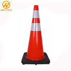 28 Inch Orange Pvc Traffic Safety Cones With Reflective Collar , Flexible Rubber Base