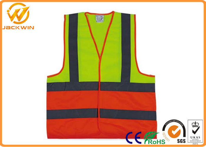 Polyester Safe Reflective Strap Vest , Adjustable Custom High Visibility Vests 