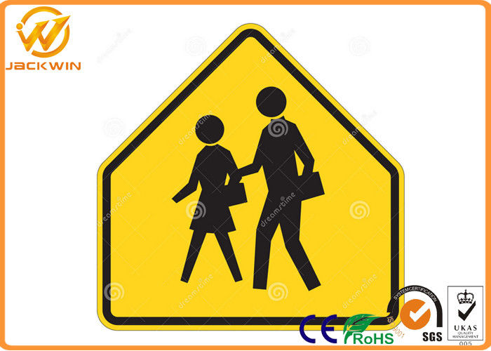 Yellow Reflective School Pedestrian Crossing Sign with Aluminum Plate Material