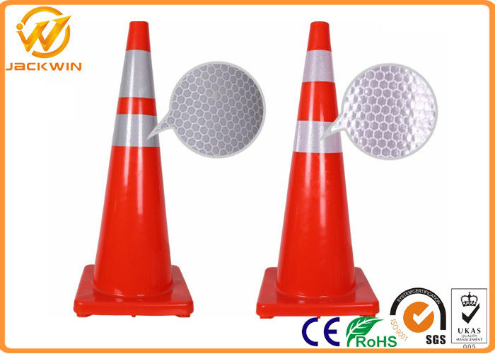 36 Inch Traffic Cones with Orange Red Reflective Tape Injection Mould PVC Material