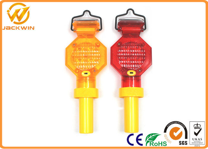 Solar Powered Traffic Hazard Warning Strobe Lights With 2" Handle , Operated By 2pcs D Batteries