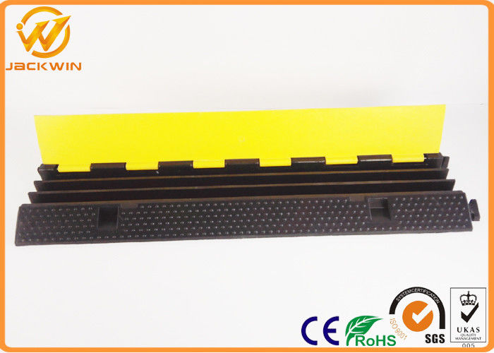 3 Channel Cable Protector Ramp Flexible Recycling Rubber One Meter Yellow Cover