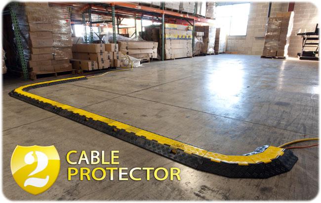 2 Channels Rubber Cable Protector Ramp Cord Cover with 20 Ton Weight Capacity 1000 * 250 * 50 mm