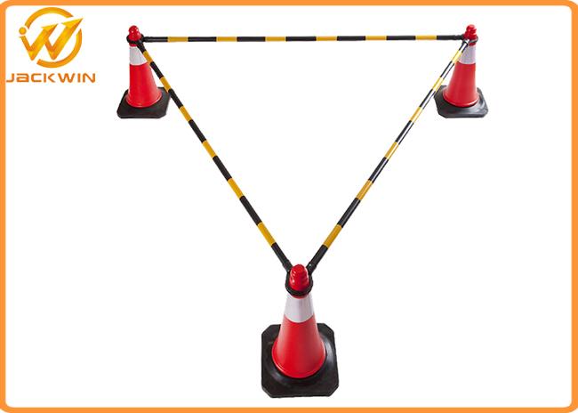 Reflective Yellow Black PVC Retractable Road Cone Bar for Traffic Connect Pole