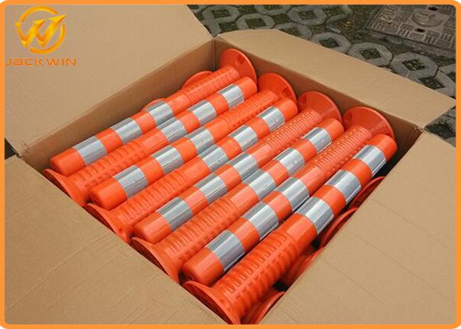Fluorescent Orange Traffic Delineator Post , Waterproof PU Flexible Delineator Post