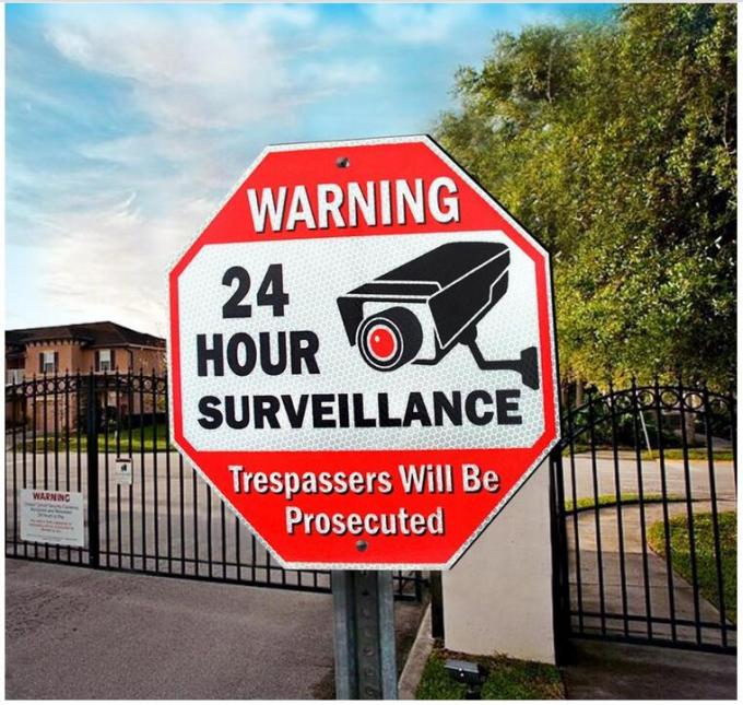 24 Hour Video Surveillance Camera Sign Reflective Aluminum PlateTraffic Sign Board