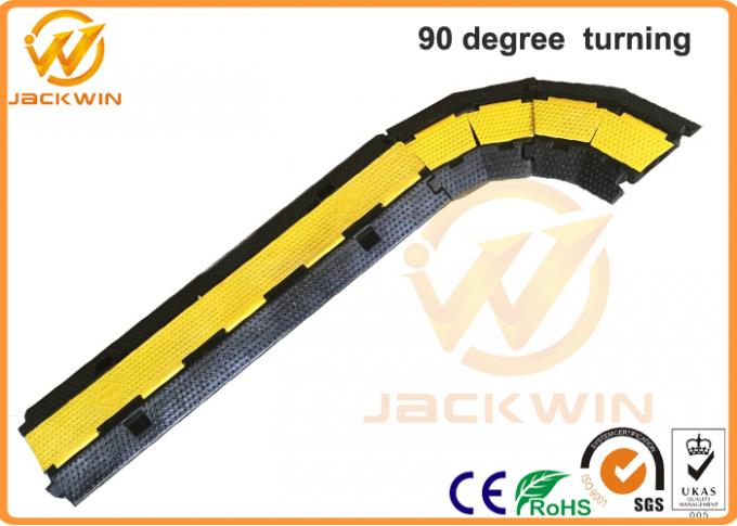 Strong Flexible One Meter Yellow Jacket 3 Channel Cable Protector , Rubber Cable Ramps