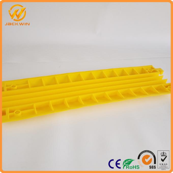 Yellow One Meter PVC Light Duty Cable Protector Ramp Plastic 3 Channels 2.5kg