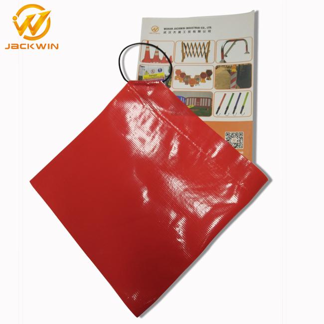 Durable Hi Vis Pvc Safety Orange Warning Flag With Square Shape  For Traffic Security