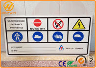 Aluminum Plate Reflective Traffic Warning Signs for Tower / Factory / Highway 800 * 400 * 2mm