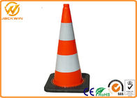75cm PVC Traffic Safety Cones With Black Base Orange Reflective Tape Europe Standard