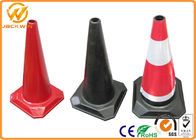 Heavy Duty Rubber Reflective Traffic Safety Cones Red Black Waterproof 70 cm Height