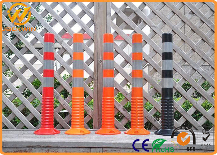 Fluorescent Orange Traffic Delineator Post , Waterproof PU Flexible Delineator Post